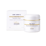 Skincare cream jar and box with gold accents on a white background