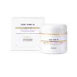 Skincare cream jar and box with gold accents on a white background