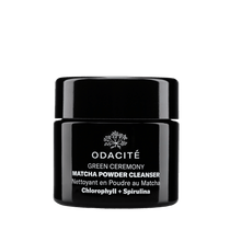 Odacité Green Ceremony Matcha Powder Cleanser jar with chlorophyll and spirulina