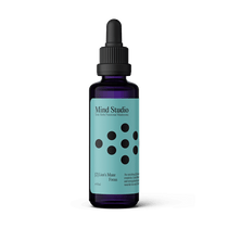 Mind Studio dropper bottle with blue label and black dots design