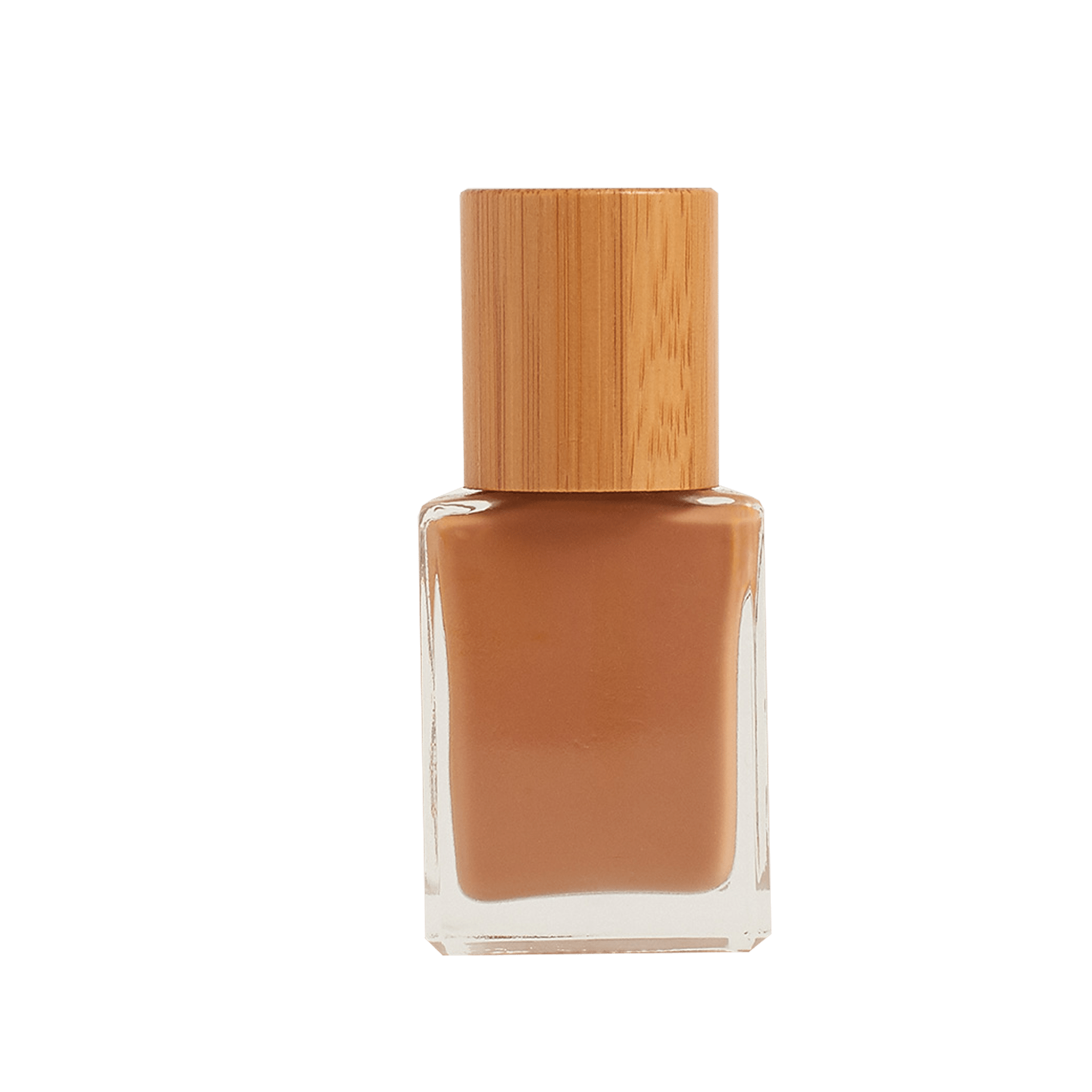 Brown nail polish bottle with wooden cap