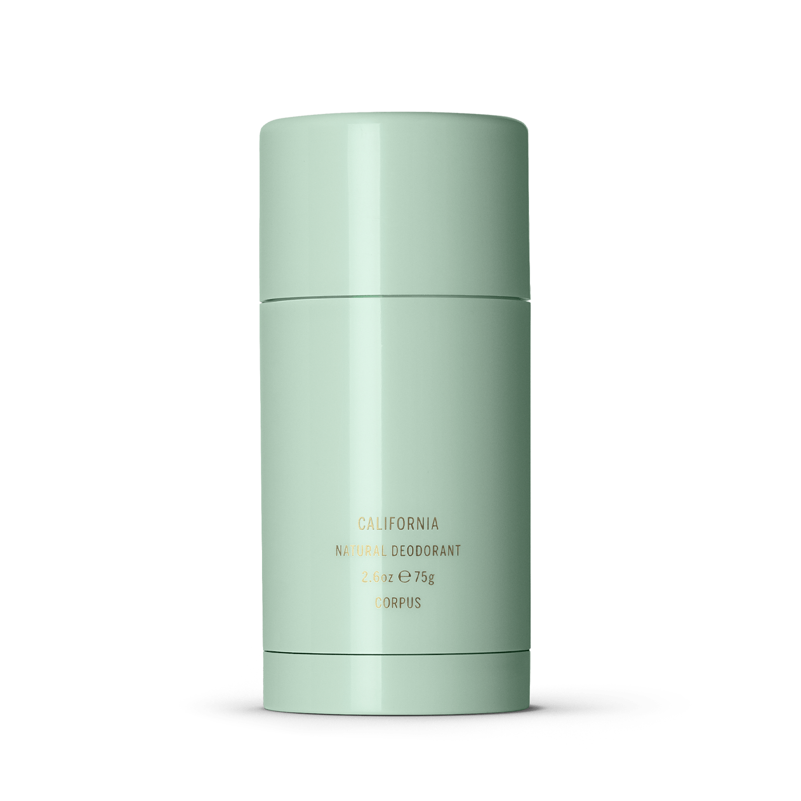 Mint green deodorant stick with minimalist design on white background