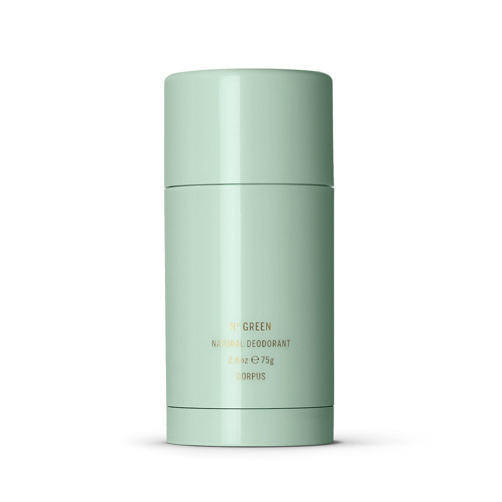 Mint green deodorant stick with minimalist design on white background
